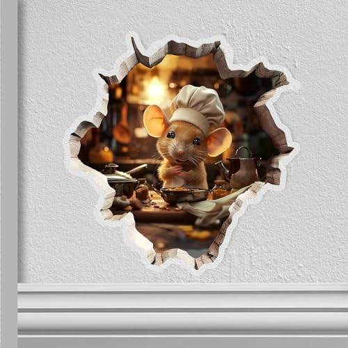 Sticker Mural Trou de Souris, 3D Drôle Autocollant Mural Trou de Souris, Décalcomanie Trou de Souris pour Chambre d'Enfant, Salon, Chambre d'Enfant (Style2)