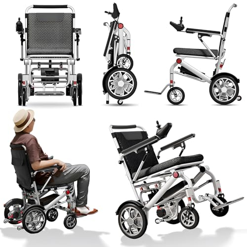 GHBXJX Elektro Rollstuhl Faltbar Leicht Elektrorollstuhl, Tragbarer für Erwachsene und Senioren, Hohe Reichweite, All Terrain -Rollstühle, Sitz 45 cm, Unterstützung 150 Kg, 12AH