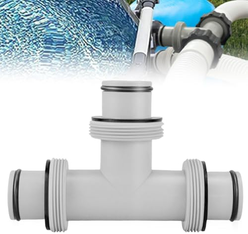Vaileal Raccordo a T per Piscina, Diametro 38 mm, Connettore a 3 Vie, Valvola a 3 Vie, Prolunga Tubo, Grigio