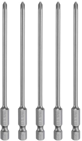 sourcing map 5pcs #1 Phillips Screwdriver Bit PH1 1/4 Hex Shank 4.33 (110mm) Long Magnetic S2 Steel Industrial Grade Screw Driver Bit Cross Head Electric Drill Bits 0.138 (3.5mm) Rod