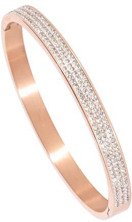JJDreams Womens Gold Edelstahl Armreif 6mm mit Strass Tennis Armreif Hochzeitsschmuck für Party Hochzeit Dating