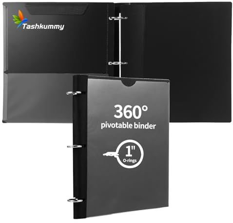 Tashkummy 360 Degree Pivotable 1 inch 3 Ring Binder - Black