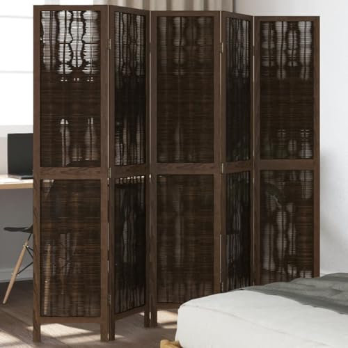 Mobilier d'extérieur Paravent 5 panneaux en bois massif marron foncé