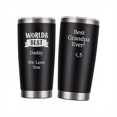Eliphs Personalised Travel Mug, Engraved Travel Mug, Stainless Steel Tumbler, Dad Coffee Flask, Gift for Father's Day, Best Dad Tumbler, Dad Gifts, Mum, Men, Women, Custom Black Travel Mugs