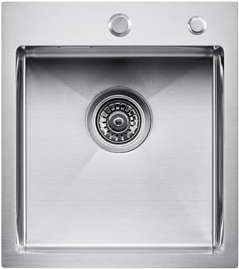 VEVOR Évier de Cuisine 40 cm à Montage par le Haut en Acier Inox 304, Cuve Simple à Poser et Encastrer avec Accessoires pour Camping-car, Cuisine, Bar