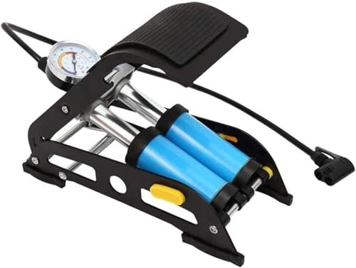Doppelzylinder-Fahrradfußpumpe, Aluminiumgehäuse, Fahrrad-Standluftpumpe, mit präzisem Druckmesser-Ventilkopf, geeignet für Mountainbikes, BMX-Fahrräder, Bälle und aufblasbares Spielzeug für Basketb