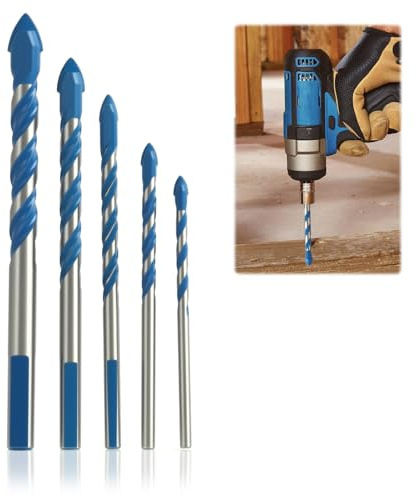 5PCS Concrete Drill Bit Set & Masonry Drill Bit Se, Concrete Drill Bits Set, Drill Bits for Brick Walls with Carbide Tip, Includes 4mm-10mm Masonry Drill for Brick, Tile,Glass, Cement, Hammer
