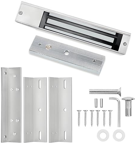 Uoonner Verrou électromagnétique avec supports Z/L – Force de maintien de 280 kg, résistant aux intempéries, 12 V DC Fail-Safe (NC) pour systèmes de contrôle d'accès