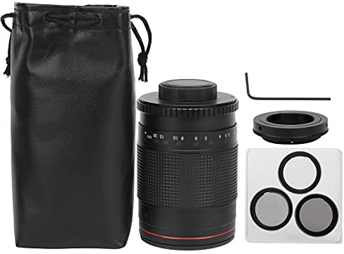 Akozon 500 Mm F7.5 Lentille de Miroir Téléobjectif avec Anneau D'adaptateur de Montage pour Les Oiseaux de Pousse de Caméra de Montage