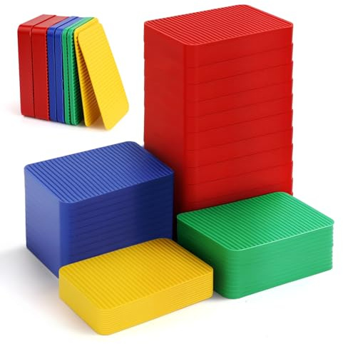 LPZMPZ Plastic Underlay Plates, Pack of 48, Spacers, Plastic, 60 x 40 mm, Glazing Blocks, 2 mm/3 mm/5 mm/10 mm, PVC Leveling Plates for Doors, Windows, Patios, Ceilings, Glass Facades