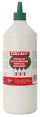 Collall weißer Bastelkleber 1000 g - trocknet transparent - ohne Lösungsmittel - für Textil, Holz, Filz, Papier - Universalkleber mit Dosierspitze