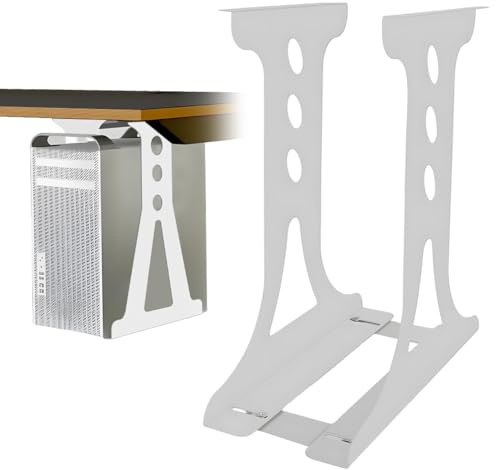 PC-hållare under skrivbord, PC bordsfäste och väggfäste torn upp till 35 kg, datorhållare för höj- och sänkbart skrivbord, robust stålkonstruktion (vit)