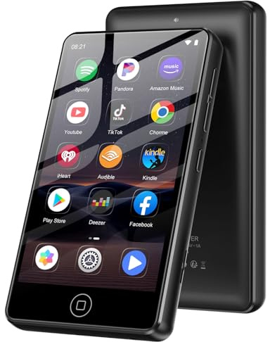 144GB MP3 Player with Bluetooth and WiFi, Android Spotify Music Player for Pandora, Amazon Music, Audible. 4.02 Touchscreen, Speaker, Supports Play Store,Up to 512GB (4.02''Black)