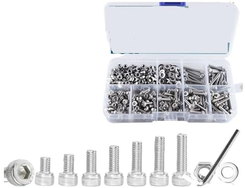Sechskant-Zylinderschrauben-Muttern-Set aus Edelstahl 304 mit Unterlegscheiben(M2)