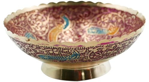 GOOHOCHY Ciotola per Offerte Buddiste in Rame Rosso, Coppa per Acqua e Frutta, Accessorio Rituale per Tempio e Uso Domestico Decorativo