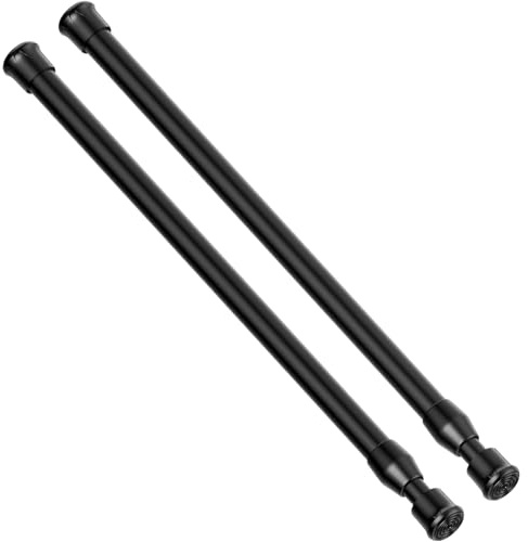 Kleine Spannstange, 2 Stück, verstellbar, 30, 5 bis 50, 8 cm, kleine Spann-Gardinenstangen, ohne Bohren, für Fenster, Schrank, Küche, Tür, Flügelstangen