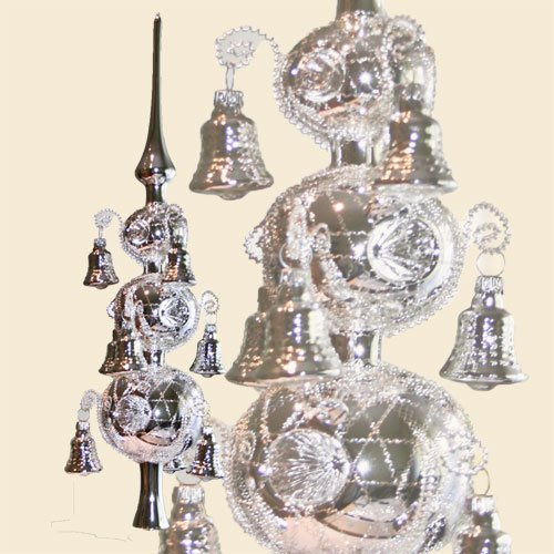 Lauschaer Glaskunst-Christbaumspitzen Christbaumspitze Old Germany-Trio (Silber) - Glas - Weihnachten - Traditionell