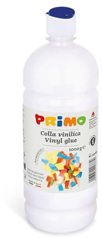 PRIMO - Colla Vinilica Fissante, Bottiglia 1kg con Tappo Dosatore Ideale come Colla per Tessuti Carta Legno Altro, Prodotto Cartoleria e Cose per la Scuola per Incollare Lavoretti Creativi e Découpage