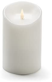 Konstsmide 1841-100, LED Echtwachskerze mit 3D Flamme , weiß / für Innen (IP20) / warm weiße Dioden / 4/8h Timer / Batteriebetrieben: 2xC 1.5V (exkl.), Silber, 16 cm