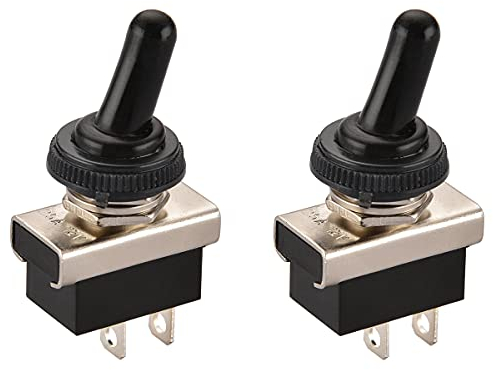 Heschen Interruttore a levetta in metallo, KN3D-101, 12V 25A, SPST, On/Off a 2 posizioni, 2 pin, per luce del cruscotto dell'auto, con cappuccio impermeabile (2 unità)