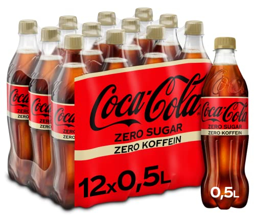 Coca-Cola Zero Sugar Zero Koffein - prickelndes Erfrischungsgetränk mit originalem Coke-Geschmack - ohne Zucker und ohne Kalorien - koffeinfreier Softdrink in Einweg Flaschen (12 x 500 ml)