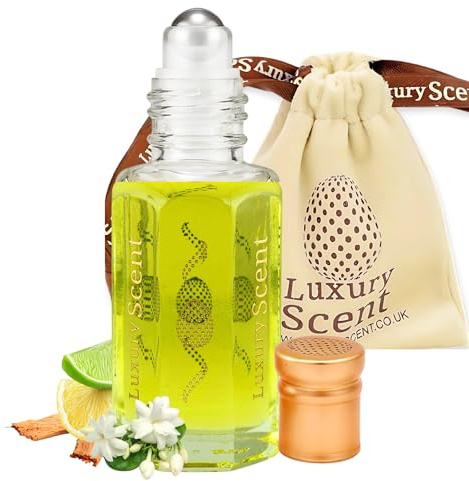 Perfume Oil Lotus Roll-On 6ml – Long Lasting Alcohol Free Arabian Attar – Premium Unisex Fresh Floral Fragrance with Jasmine, Citrus & Sandalwood Notes by Luxury Scent