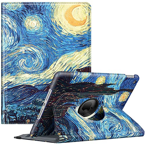 Fintie Custodia rotante per iPad 9a generazione (2021) / 8a generazione (2020) / 7a generazione (2019) 10,2 pollici - 360 gradi rotazione stand cover con portapenne, auto wake sleep, blu notte