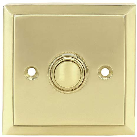 Campanello quadrato decorativo in ottone cablato, stile vintage, con finitura laccata lucida e facile installazione, A29, altezza 5,5 cm x 2,5 cm