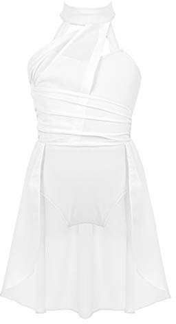 inhzoy Maillot de Danza Ballet Niña Sin Mangas Vestido Gasa de Danza Liirca Maillot de Patinaje Artistico Disfraz Bailarina Niña Blanco 14 años