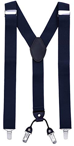MASADA Hosenträger für Herren mit robusten Clips stufenlos verstellbar 3,5 cm breit und bis zu 195 cm Körpergröße Navy Dunkelblau