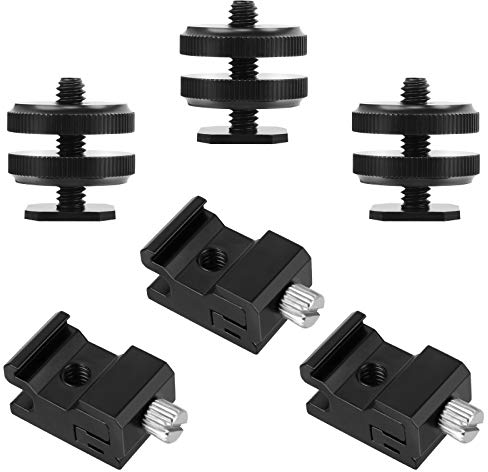 Iyowei 6 Pack Flash Shoe Mount, Cold Shoe Mount + Hot Shoe Mount Adapter with 1/4 Tripod Screw, Aluminum Alloy Camera Shoe Mount Adapter Cold Shoe Bracket Tripod Screw Adapter for DSLR Camera Rig