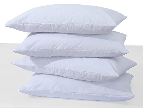 Arlinens Pillow Protector 4 Pack Quilted Zipped Soft & Comfortable Zipped Pillow Protectors-Hypoallergenic & Anti-Bacterial-Quilted Pillow Protectors in UK Standard Size 50x75 cm