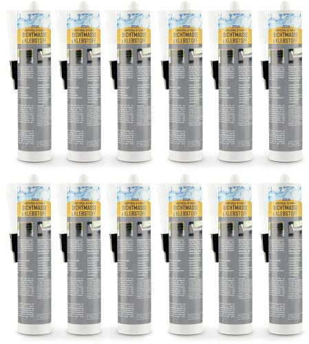 EVERFIX - Mastic bitume et colle - 12 cartouche de 310 ml - Pour la réparation de l'étanchéité par collage, du toit au sous-sol