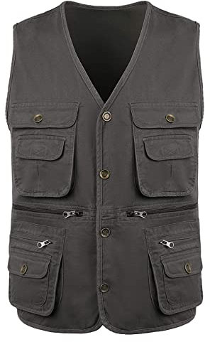 Btmpmcs Herren Outdoor Weste Ärmellose Anglerweste mit Vielen Taschen Baumwolle Freizeit Jagd Weste Camping Wander Weste Jacke Reporterwesten Herren Multifunktionsweste