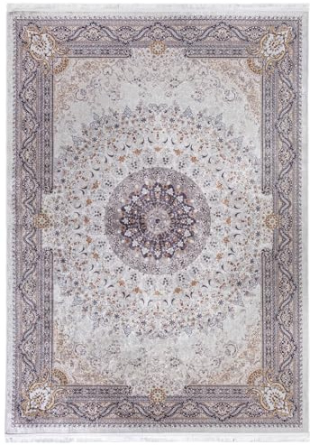 Mazovia Teppich Wohnzimmer 80x150cm Creme Klassisch Stilvoll rutschfest | Teppich für Schlafzimmer Büro Esszimmer Flur Beige Maschinenwaschbar Wetterfest Pflegeleicht Tierfreundlich Kurzflor Elegant