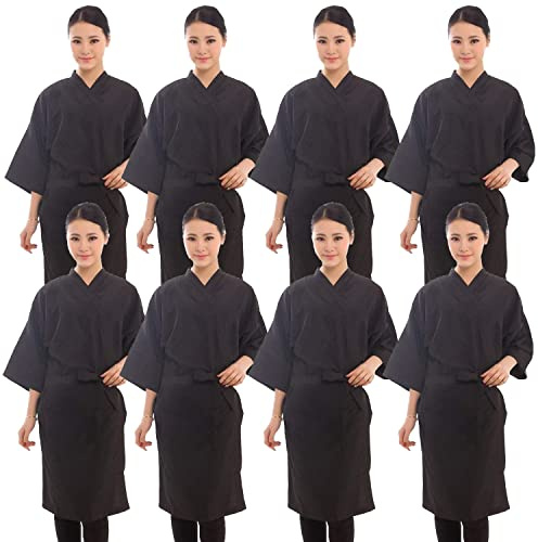 PERFEHAIR Salon Robes Smock for Clients, Pack of 8, Hair Salon Client Gown Cape, Black