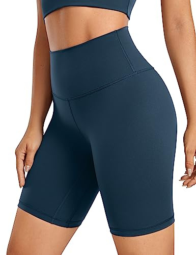 CRZ YOGA Mujer Naked Feeling Pantalones Cortos Deportivos Cintura Alta Yoga Ciclismo Fitness Mallas Cortas - 20cm Marfil FRANCÉS 44