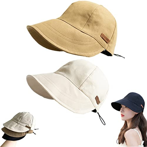 RTY-BY Sombrero de protección UV sin Maquillaje, Sombrero de Sol para Mujer, Sombrero de Sol UPF50+ para Mujer, E-2 Unidades, 21-24 Inches