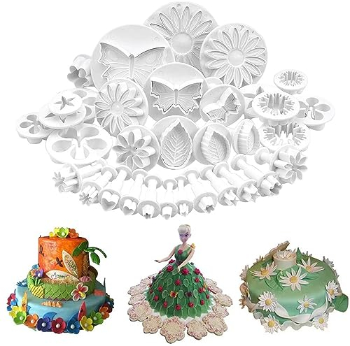33 Stück Fondant Ausstecher - Fondant Ausstechformen Fondant Ausstecher Set, Fondant Zubehör Backen Zubehör für DIY Tortendeko, Modellierwerkzeug, Einen Flipperkuchen backen