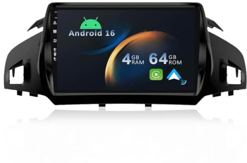 YUNTX 【2+64G】 Android 16 Autoradio für Ford Kuga Escape C-max(2013-2017)-[Integriertes CarPlay/Android Auto/GPS/Lenkradsteuerung/MirrorLink/Bluetooth 5.0/WiFi/USB]-9” IPS 2.5D Touchscreen-mit Kamera