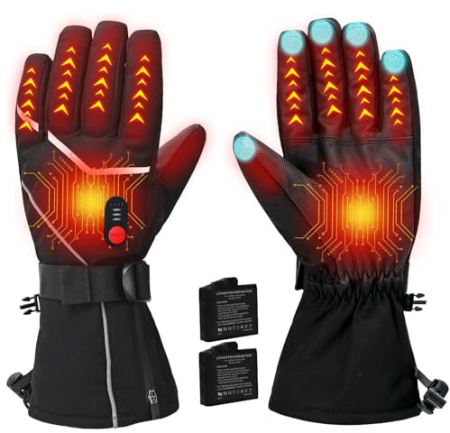 COVVY Heated Gloves for Men Women, 7.4V 3000mAH Rechargeable Battery Touchscreen Ski Heating Gloves, 3 Adjustable Heating Levels, Hand Warmer for Winter Skiing Hunting Cycling Camping (L)