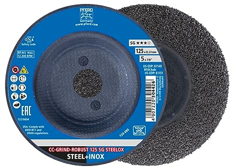 PFERD TOOLS CC-GRIND ROBUST SG STEELOX – Schleifscheibe Ø125 mm für Stahl & Edelstahl (INOX), hohe Abtragsleistung, ergonomisch & vibrationsarm, formstabil, trimmbar – Leistungs-Linie SG