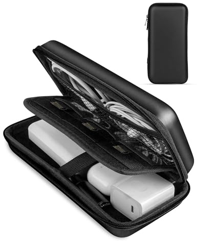 ACOCOBUY Larger Power Bank Case, Dual Layer Portable EVA Storage Pouch Shockproof Carrying Case Travel Essential Electronics Accessories Organizer Bag Travel Organizer Pouch Bag Hard Drive Case, Black