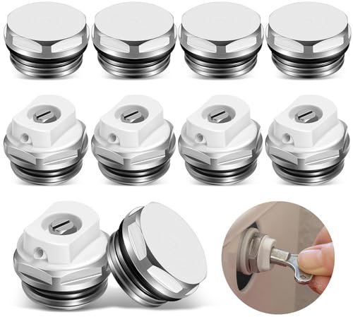 BBTO 5 Tappi per Radiatori e 5 Valvole di Sfiato per Radiatori Tappo Cieco per Termosifone in Ottone Valvola Manuale per Termosifoni da 1/2 Pollice Valvola di Sfiato e Tappo per Termoarredo