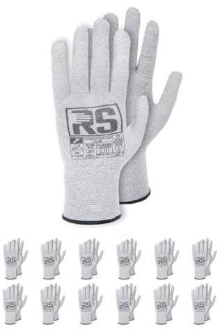 RS Guanti Antistatici Trasparenti, Misura 9, 12 Paia, Grigio, Guanti da Montaggio/Lavoro/Protettivi