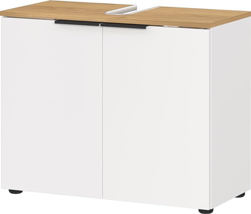 Germania WB-Unterschrank 6003-633 GW-MENEN, in Weiß/Navarra-Eiche-Nb., mit Türdämpfung, FSC-Zertifiziert, 70 x 58 x 34 cm (BxHxT)