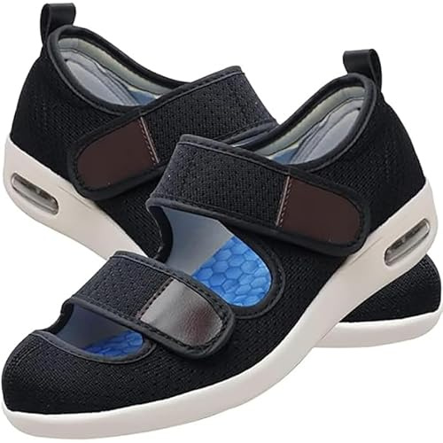 GYCF Diabetici Ortopedico Sandali Uomo Donna,Antiscivolo Traspiranti Scarpe da Passeggio per Anziani,Regolabile Extra Larga Anziani Scarpe per Piedi Gonfi degli,A01,40EU