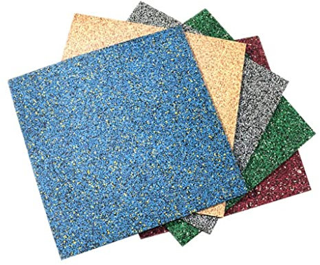 RajoNN Ineinandergreifende Gummi-Bodenfliesen, 4 Stück, 50,8 x 50,8 cm, Trainingsgerätematten, robuste Anti-Vibrations-Trainingsmatten für Zuhause, Fitnessstudio, Garage (Farbe: Grau, Größe: 15