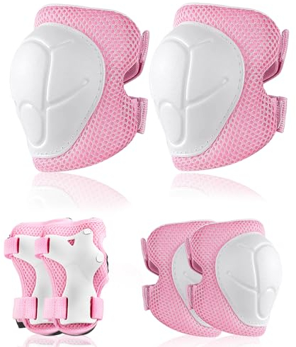 Knieschoner Kinder Inliner Schoner Kinder Schutzausrüstung mit Knieschoner Ellenbogenschoner und Handgelenkschoner für 3-8 Jahre Jungen Mädchen Skaten Radfahren Rollerblading Rolle (Rosa)