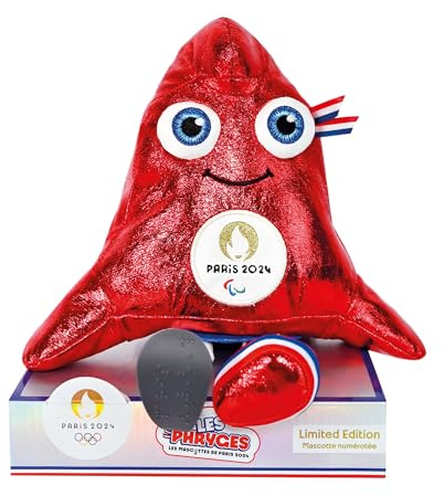 Doudou et Compagnie - Offizielles Maskottchen JO Paralympics – Limitierte Edition 2024 Plüschtiere 29 cm – Paralympische Spiele 2024 – glänzendes Phryge-Plüschtier –